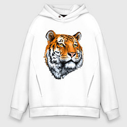Толстовка оверсайз мужская Тигр, цвет: белый