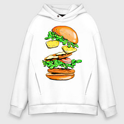 Толстовка оверсайз мужская King Burger, цвет: белый