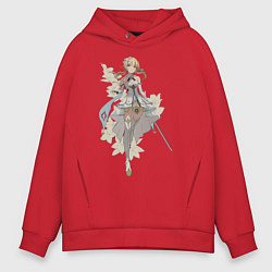 Толстовка оверсайз мужская Люмин с цветами, цвет: красный