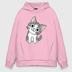 Толстовка оверсайз мужская Pixel Cat, цвет: светло-розовый