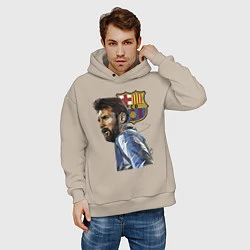 Толстовка оверсайз мужская Lionel Messi Barcelona Argentina Striker, цвет: миндальный — фото 2