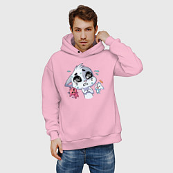 Толстовка оверсайз мужская Ангел и демон котика, цвет: светло-розовый — фото 2