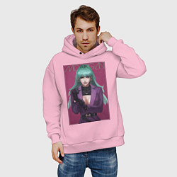 Толстовка оверсайз мужская Morrigan Aensland, цвет: светло-розовый — фото 2