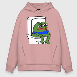 Толстовка оверсайз мужская Лягушонок пепе, цвет: пыльно-розовый