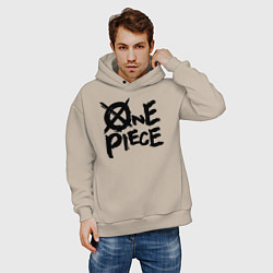 Толстовка оверсайз мужская One Piece Большой куш лого, цвет: миндальный — фото 2