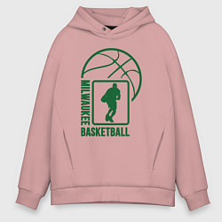 Толстовка оверсайз мужская Milwaukee Basketball, цвет: пыльно-розовый