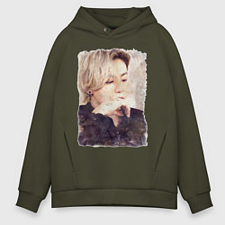 Толстовка оверсайз мужская Задумчивый Чонгук, цвет: хаки
