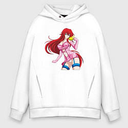 Толстовка оверсайз мужская Девушка красные волосы 18, цвет: белый