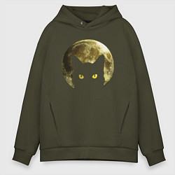 Толстовка оверсайз мужская Space Cat, цвет: хаки