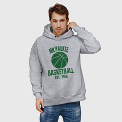 Толстовка оверсайз мужская Milwaukee Basket, цвет: меланж — фото 2
