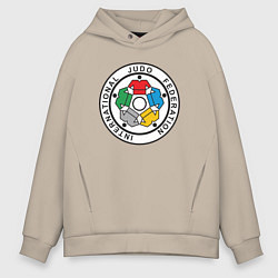 Толстовка оверсайз мужская Judo Federation, цвет: миндальный