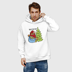 Толстовка оверсайз мужская Tiger Christmas, цвет: белый — фото 2