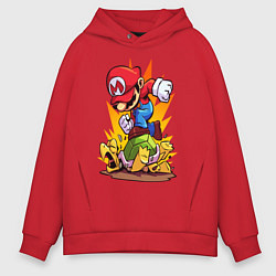 Толстовка оверсайз мужская Angry Mario, цвет: красный