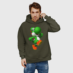 Толстовка оверсайз мужская 3d Yoshi, цвет: хаки — фото 2