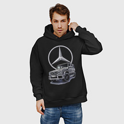 Толстовка оверсайз мужская Mercedes Gelendwagen G63 AMG G-class G400d, цвет: черный — фото 2