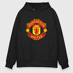 Толстовка оверсайз мужская Манчестер Юнайтед логотип, цвет: черный