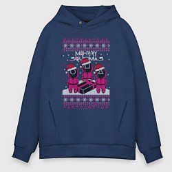 Толстовка оверсайз мужская Sweater Squidmas, цвет: тёмно-синий