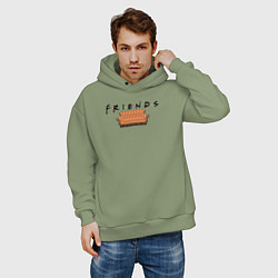 Толстовка оверсайз мужская Friends на диване, цвет: авокадо — фото 2