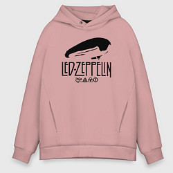 Толстовка оверсайз мужская Дирижабль Led Zeppelin с лого участников, цвет: пыльно-розовый
