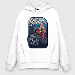 Толстовка оверсайз мужская Santa Biker, цвет: белый
