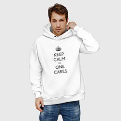 Толстовка оверсайз мужская Keep Calm no one cares, цвет: белый — фото 2