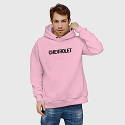 Толстовка оверсайз мужская Chevrolet Лого Эмблема спина, цвет: светло-розовый — фото 2