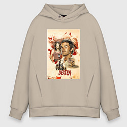 Толстовка оверсайз мужская Сериал Декстер постер расследование Майами, цвет: миндальный