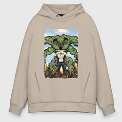 Толстовка оверсайз мужская Крутой Сэм Алудранский Рептилоид, цвет: миндальный