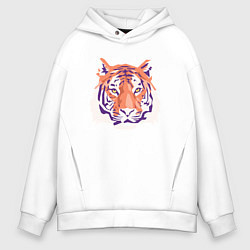 Толстовка оверсайз мужская Тигра оранжевый, цвет: белый