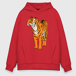 Толстовка оверсайз мужская Гордый независимый тигр, цвет: красный