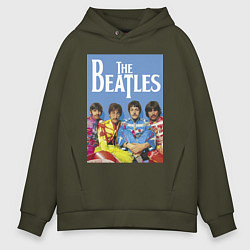 Толстовка оверсайз мужская The Beatles - world legend!, цвет: хаки