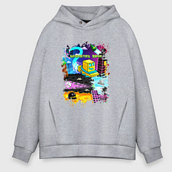 Толстовка оверсайз мужская Geometry Dash: Pixel Logo, цвет: меланж