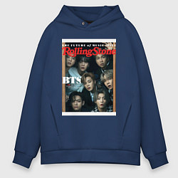 Толстовка оверсайз мужская BTS БТС на обложке журнала, цвет: тёмно-синий