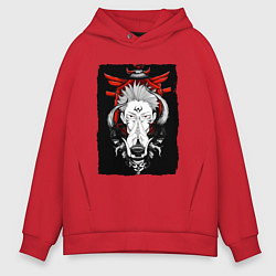 Толстовка оверсайз мужская ЗАКЛИНАНИЕ ИТАДОРИ, СУКУНА, цвет: красный