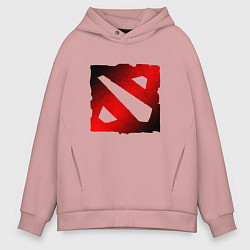 Толстовка оверсайз мужская ЧЁРНО КРАСНОЕ ЛОГО ДОТА 2 DOTA 2 LOGO, цвет: пыльно-розовый
