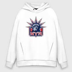 Толстовка оверсайз мужская Нью Йорк Рейнджерс New York Rangers, цвет: белый