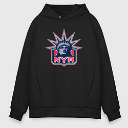 Толстовка оверсайз мужская Нью Йорк Рейнджерс New York Rangers, цвет: черный