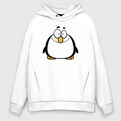 Толстовка оверсайз мужская Глазастый пингвин, цвет: белый