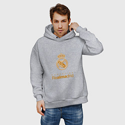 Толстовка оверсайз мужская Real Madrid Logo, цвет: меланж — фото 2