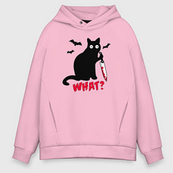 Толстовка оверсайз мужская What? Кот маньяк, цвет: светло-розовый