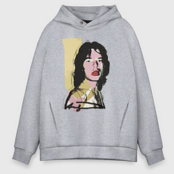 Толстовка оверсайз мужская Andy Warhol - Mick Jagger pop art, цвет: меланж
