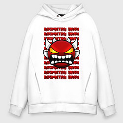 Толстовка оверсайз мужская GEOMETRY DASH КРАСНЫЙ ОГНЕННЫЙ ДЕМОН, цвет: белый