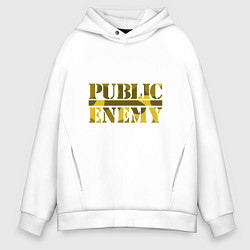 Толстовка оверсайз мужская Public Enemy Rap, цвет: белый
