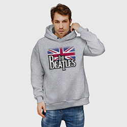 Толстовка оверсайз мужская The Beatles Great Britain Битлз, цвет: меланж — фото 2