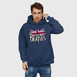 Толстовка оверсайз мужская The Beatles Great Britain Битлз, цвет: тёмно-синий — фото 2