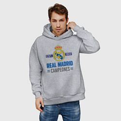 Толстовка оверсайз мужская Real Madrid Реал Мадрид, цвет: меланж — фото 2