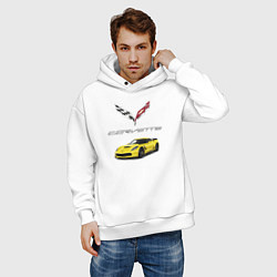 Толстовка оверсайз мужская Chevrolet Corvette motorsport, цвет: белый — фото 2