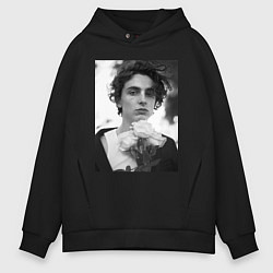 Толстовка оверсайз мужская Timothee Chalamet с розами, цвет: черный