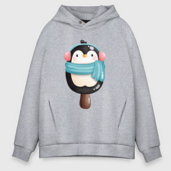 Толстовка оверсайз мужская Пингвин - эскимо, цвет: меланж