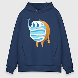 Толстовка оверсайз мужская Голубой пончик, цвет: тёмно-синий